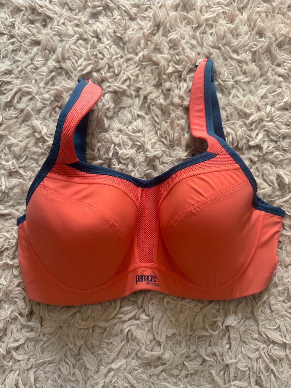 Panache Coral and Navy High-Support Sports Bra